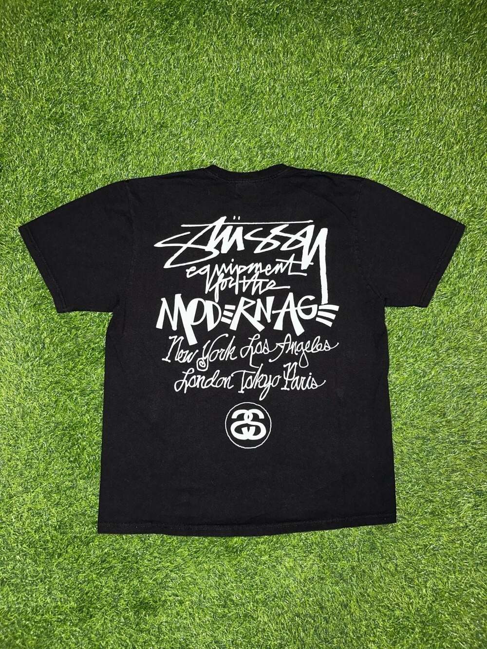 Stussy Modern Age T-Shirt Size M Black Graphic Crewneck